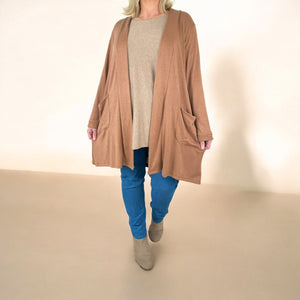 Livello Double Pocket Soft Knit Cardigan AW24 - Chestnut