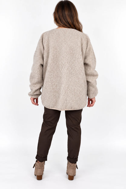 Soft Brushed Textured Double Pocket Contrast Trim Paris Button Jacket - Soft Truffle