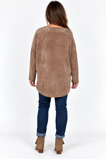 Ariana Chenille Necklace Top - Chestnut