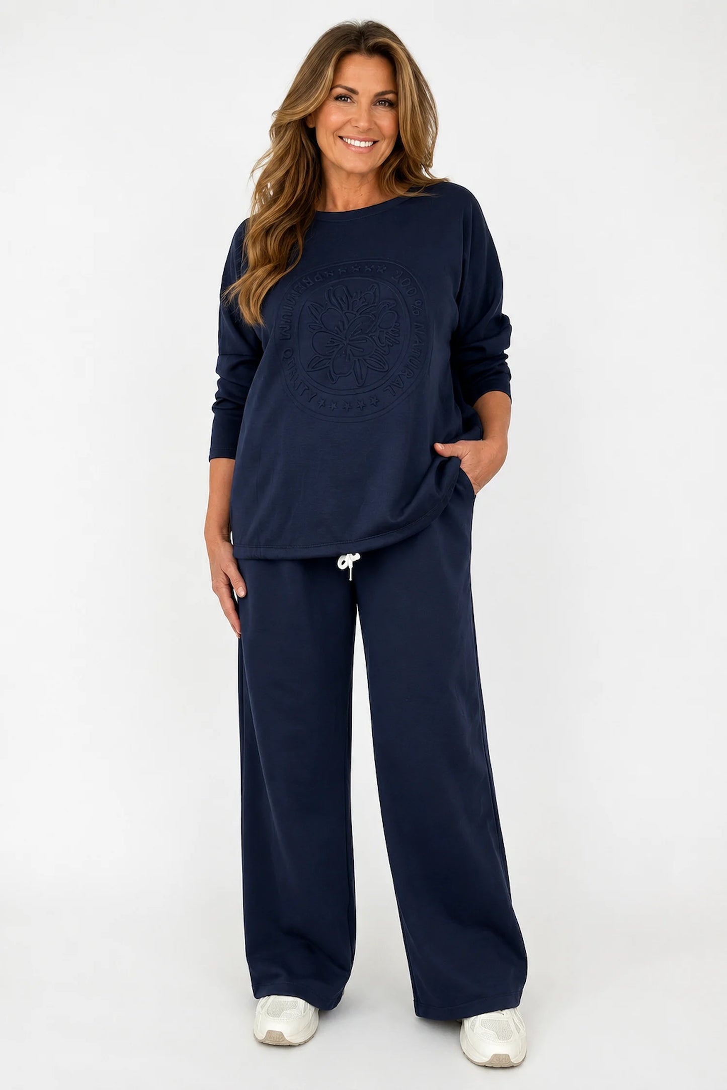 Double Pocket Drawstring Waist Carli Everyday Pants - Navy