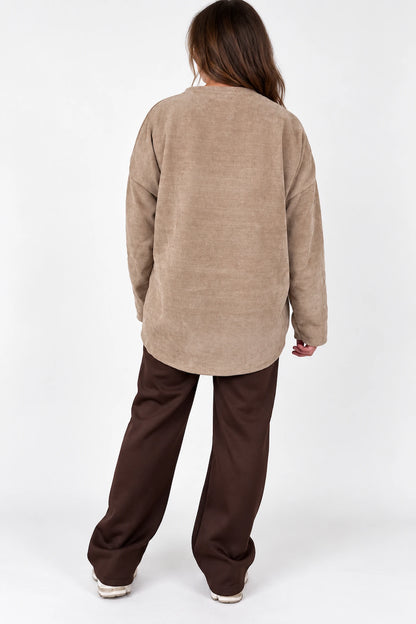 Embroidered Clover Kiki Chenille Tied Hem Top - Mocha