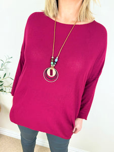 Wool Mix High Low Gigi Necklace Top AW24