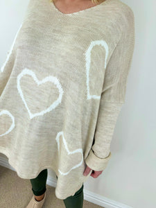 White Heart Knit Jumper AW24