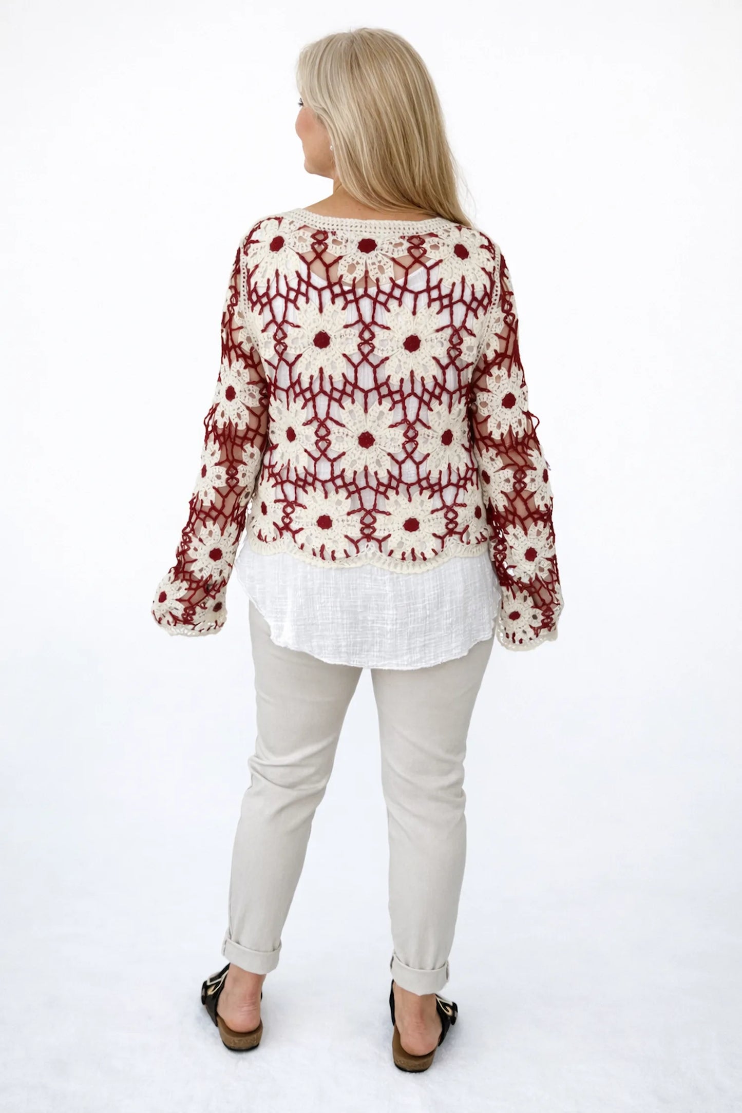 Cotton Juliette Floral Crochet Top - Vintage Red