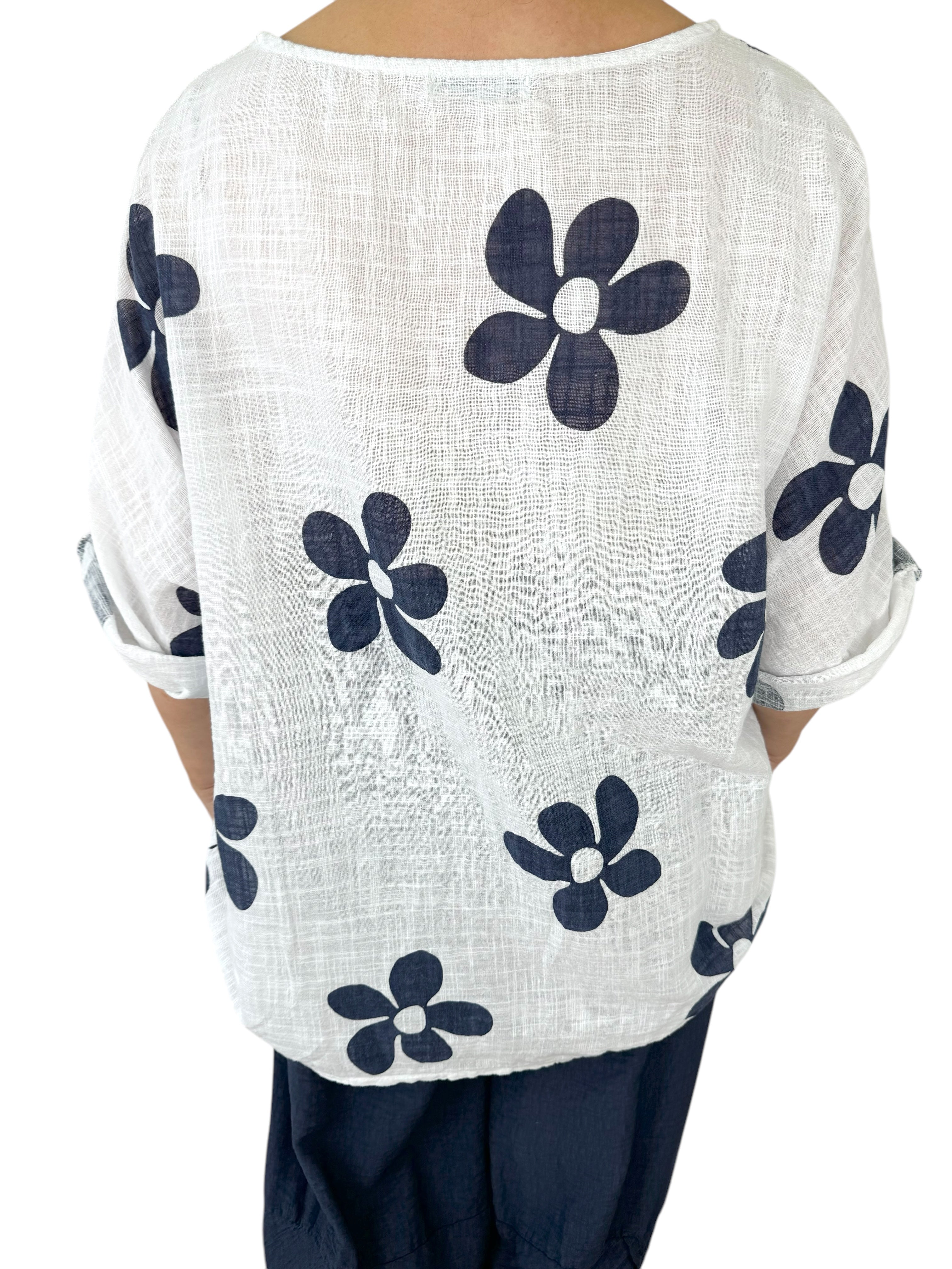 Pure Cotton Vibra Necklace Top - White