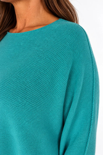 Wool Mix Seam Sleeve Venice Jumper - Teal