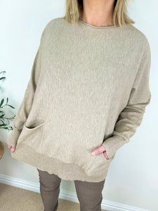 Soft Knit Double pocket Angelica Jumper AW24 - oatmeal