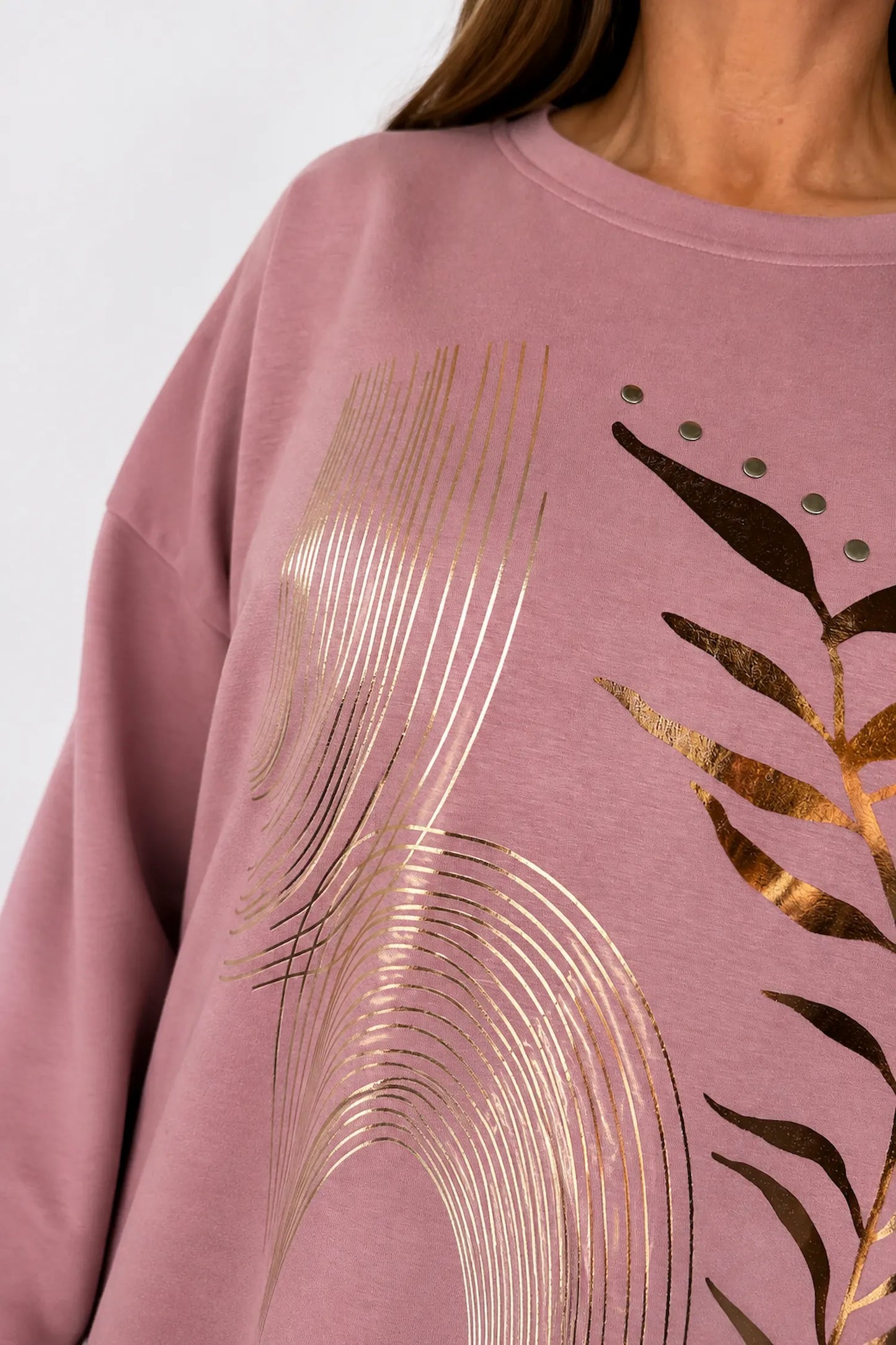 Metallic Gold Tied Hem Maddison Top - Vintage Rose