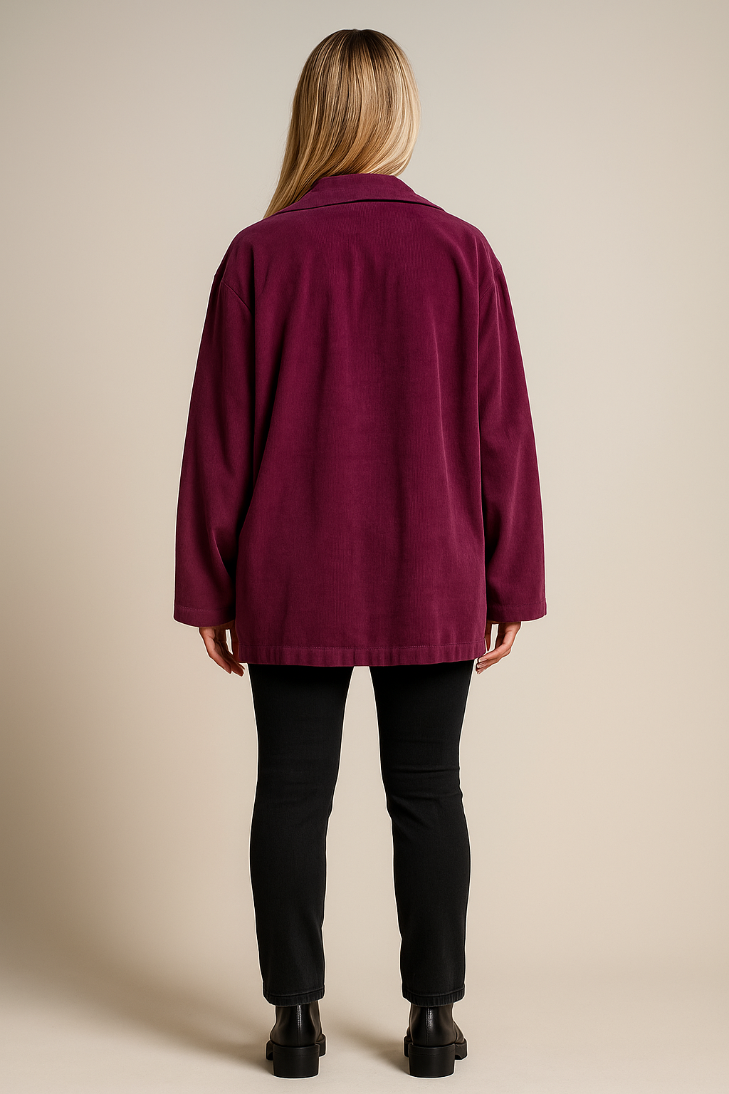 Pure Cotton Needlecord Gold Button Faux Side Pocket Felicity Jacket - Italia Purple