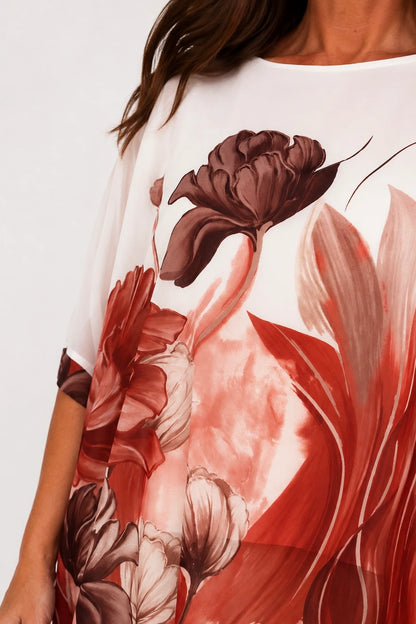Fully Lined Vintage Floral Elizabeth Chiffon - Vintage Sangria