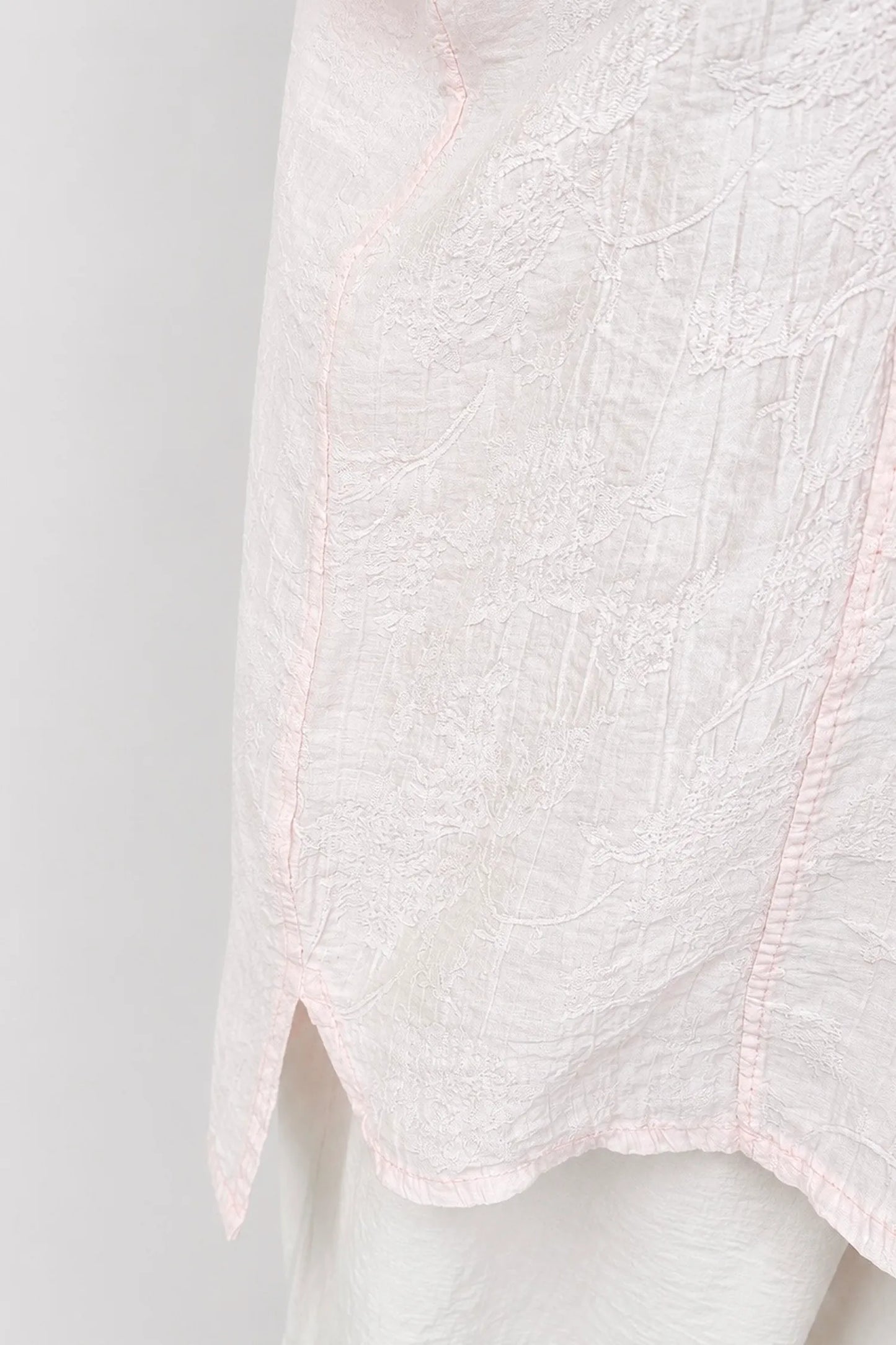Cotton Lightly Textured Lucinda Top - Powder Pink