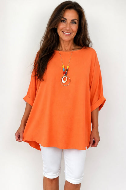 Lightweight Flow Telisa Necklace Top - Sunset Orange