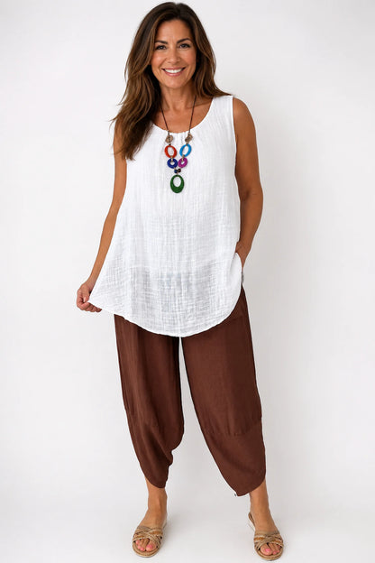 Lagen Look Double Subtle Panel Pocket Elasticated Waist Freya Pants - Desert Rust
