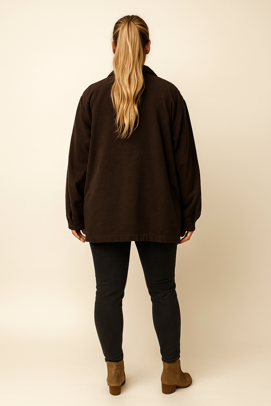 Pure Cotton Needlecord Gold Button Faux Side Pocket Felicity Jacket - Chocolate