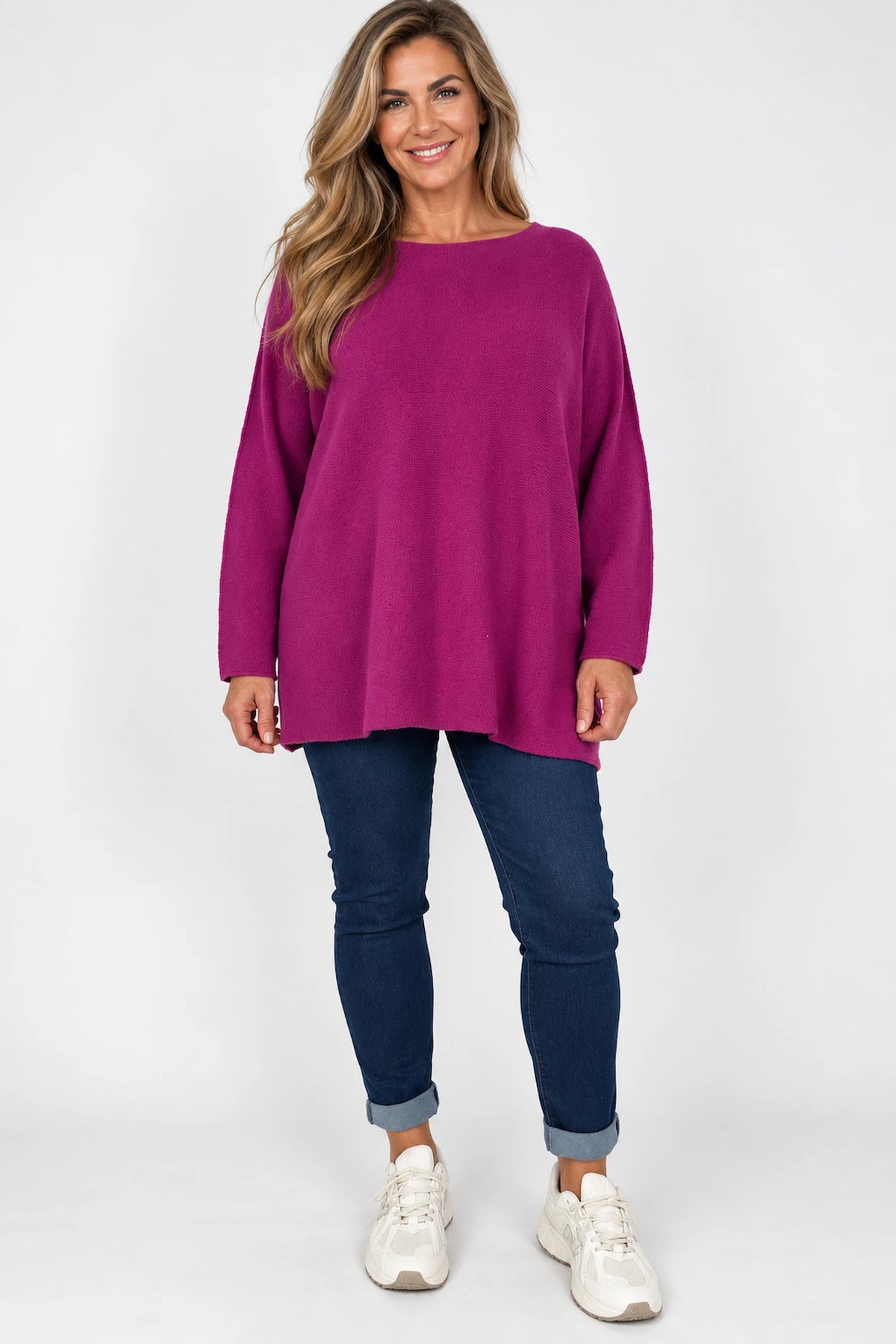 Wool Mix Seam Sleeve Venice Jumper - Electric Purple