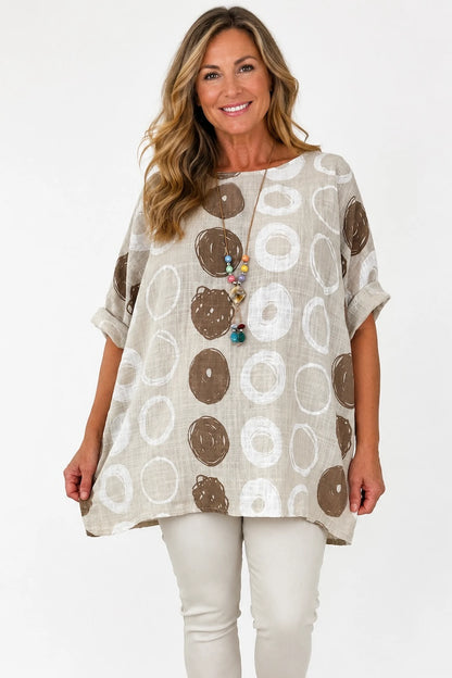 Pure Cotton Sadie Necklace Top - Beige