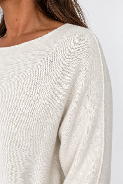 Wool Mix Seam Sleeve Venice Jumper - Cream