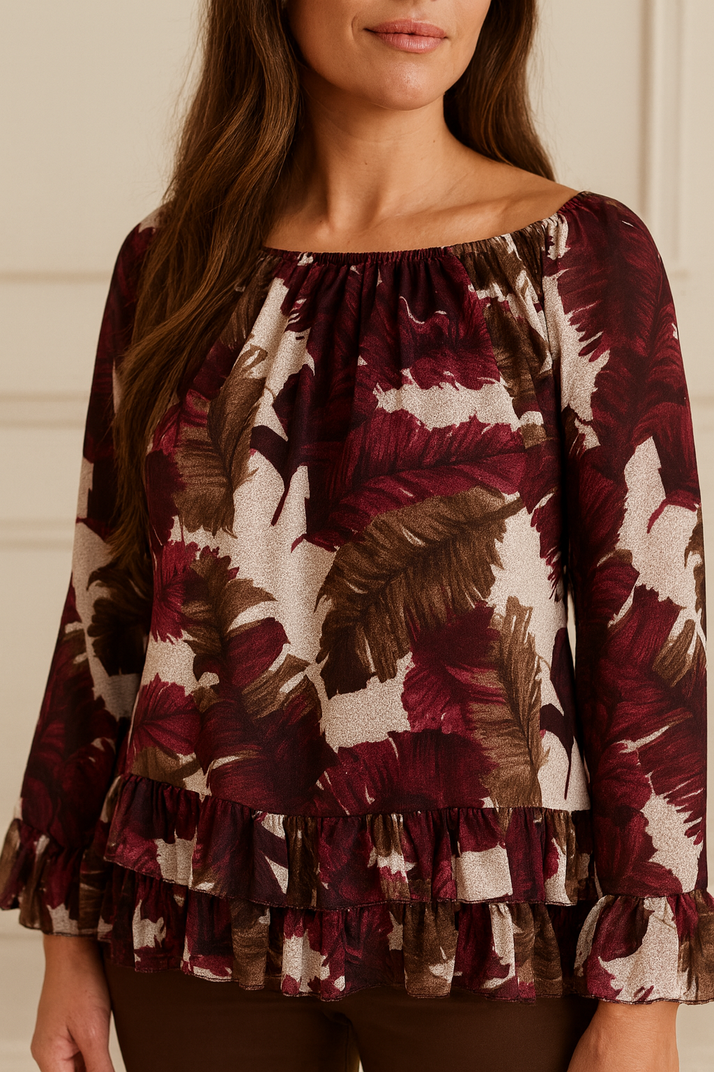 Fully Lined Kazia Frill Top - Wine