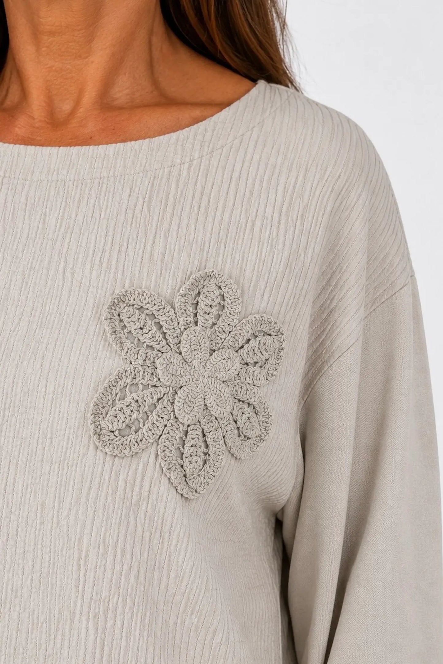 Cotton Embroidered Floral Tied Hem Flerissa Top - Beige