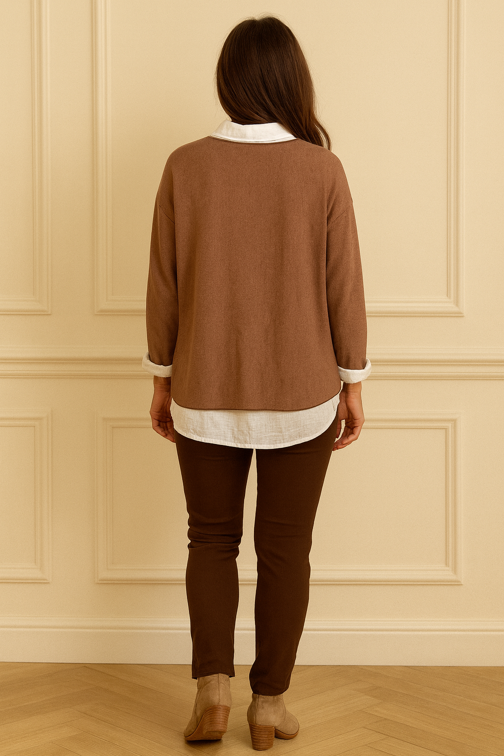 Cotton Mix Two in One Fleur Top - Brown Sugar