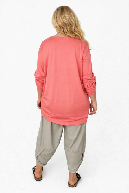 Lagen Look Double Subtle Panel Pocket Elasticated Waist Freya Pants - Soft Greige