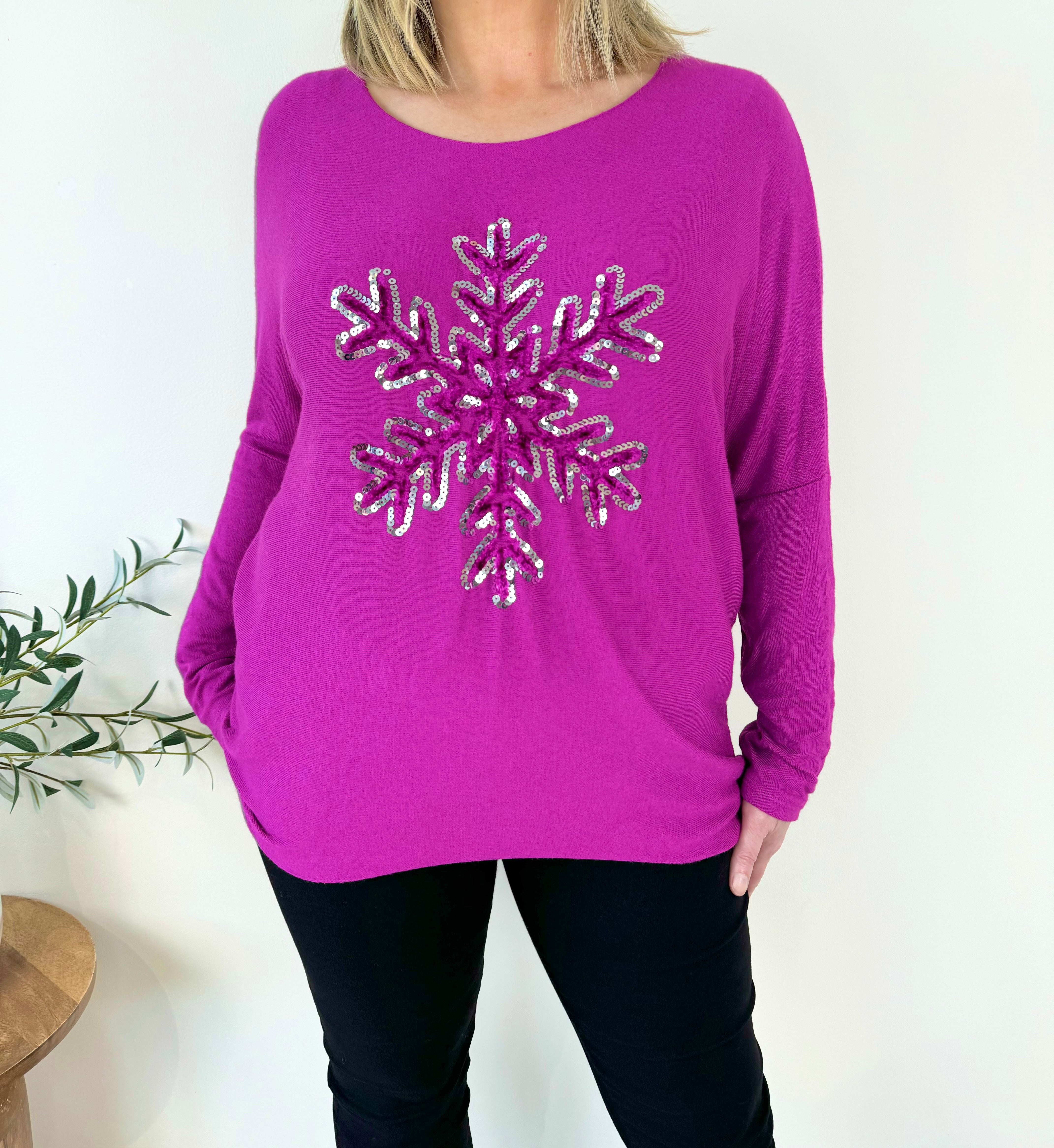 Paris Soft Knit Snow Flake Top AW24 - Electric Purple