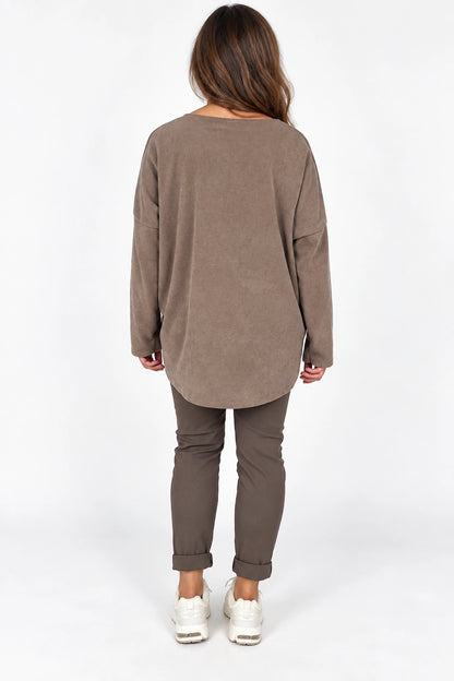 Sosa Ribbed Necklace Top - Mocha