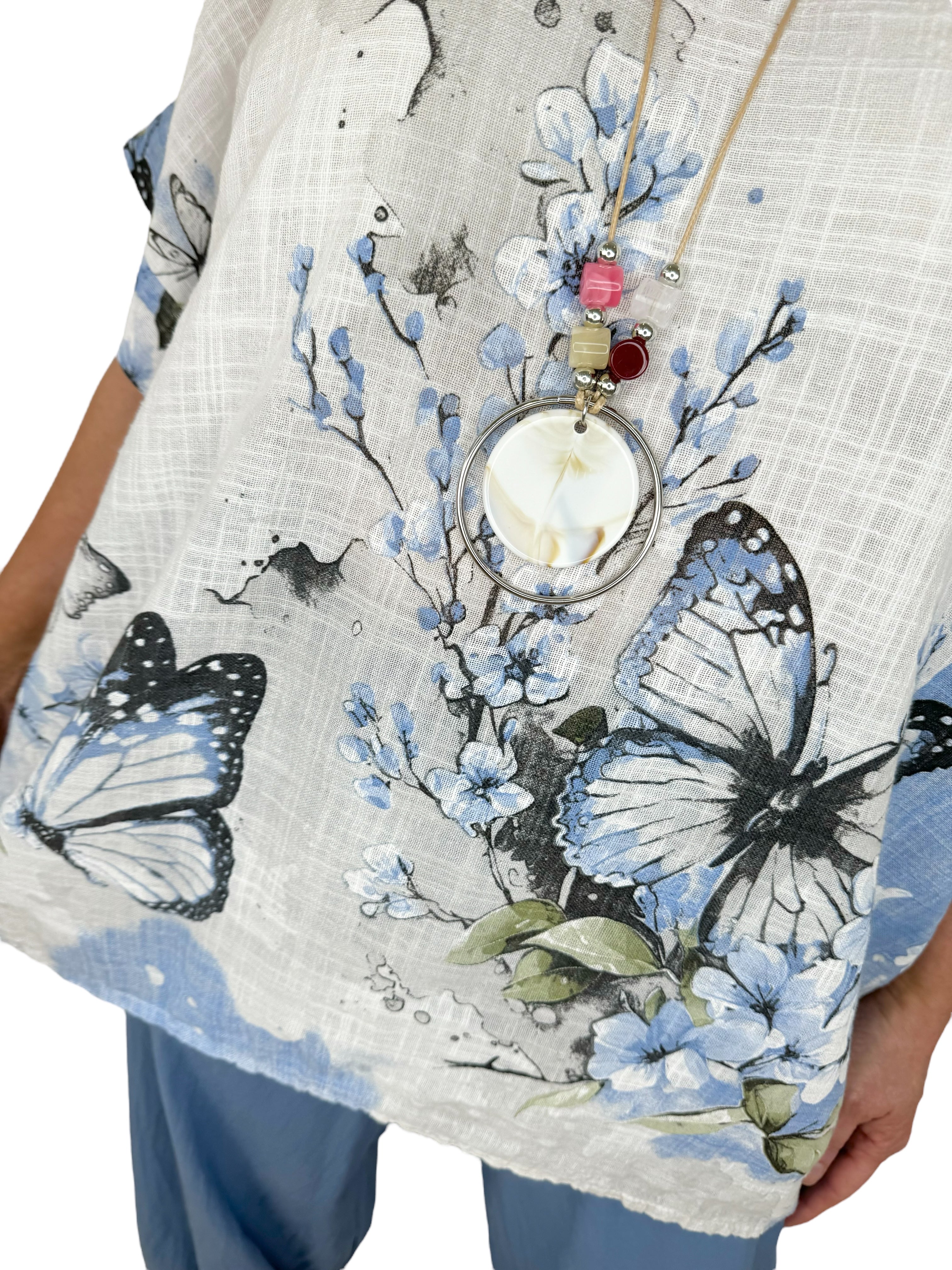 Pure Cotton Belari Necklace Top - White