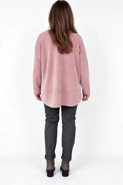 Ariana Chenille Necklace Top - Rosewood Pink