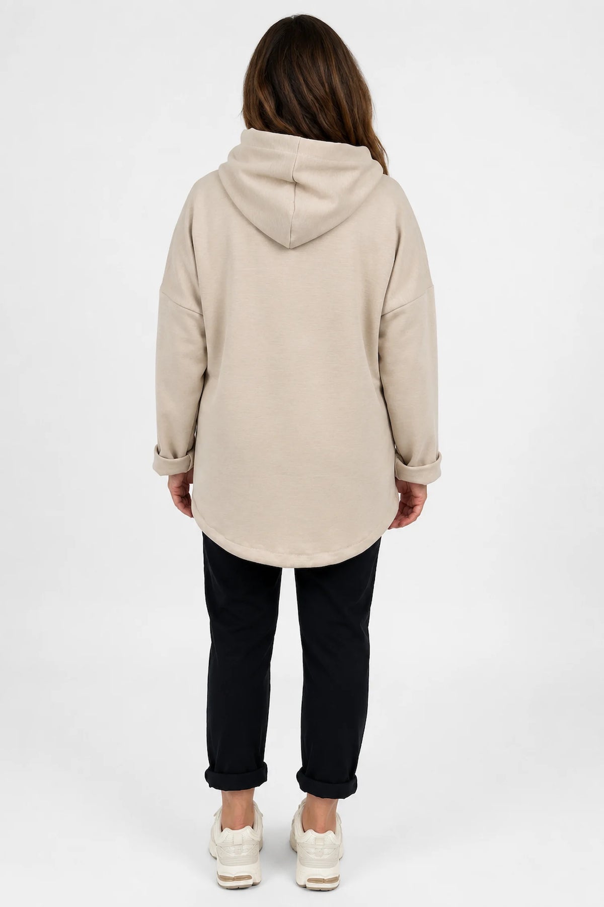 Badge Detail Drawstring Hem Double Pocket Viera Zipped Hooded Jacket - Beige
