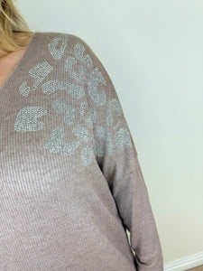 Ribbed Knit Wool Mix Diamanté Nissi Top AW24