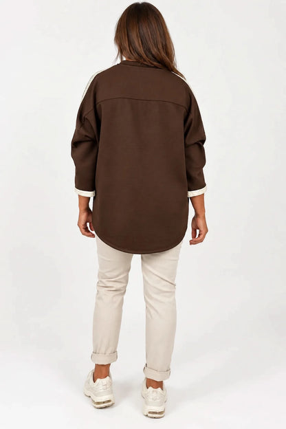 Golden Stitch Crochet Sleeve Amara Top - Chocolate