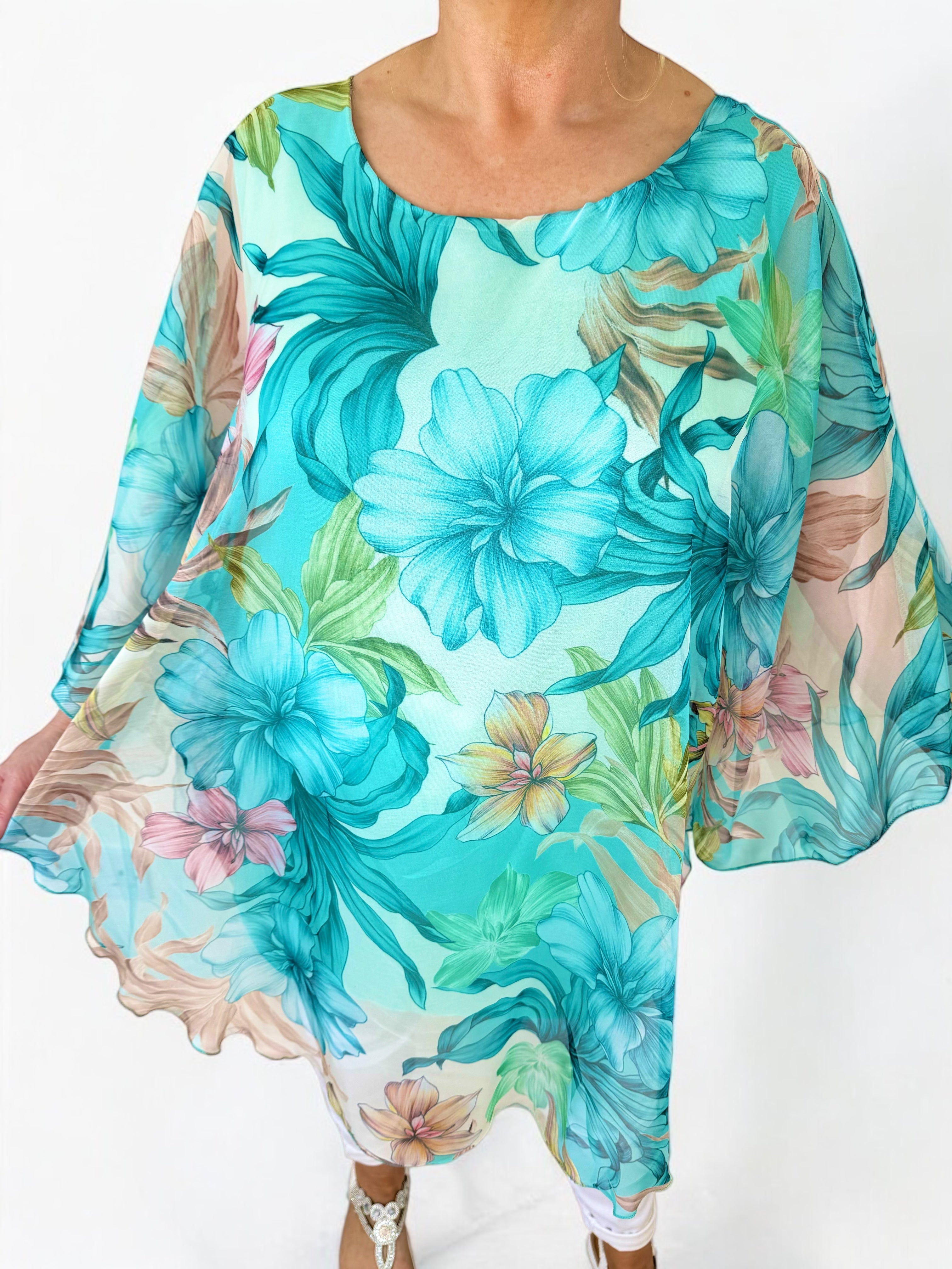 Fully Lined Sarissa Chiffon - Blue Lagoon