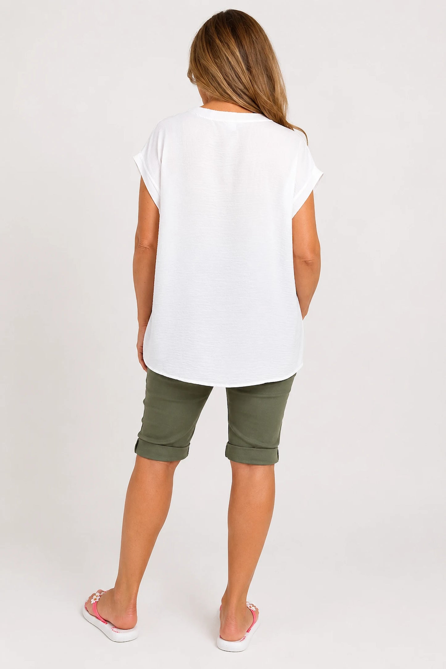 Sara Lightweight Flow Cap Sleeve Top - White