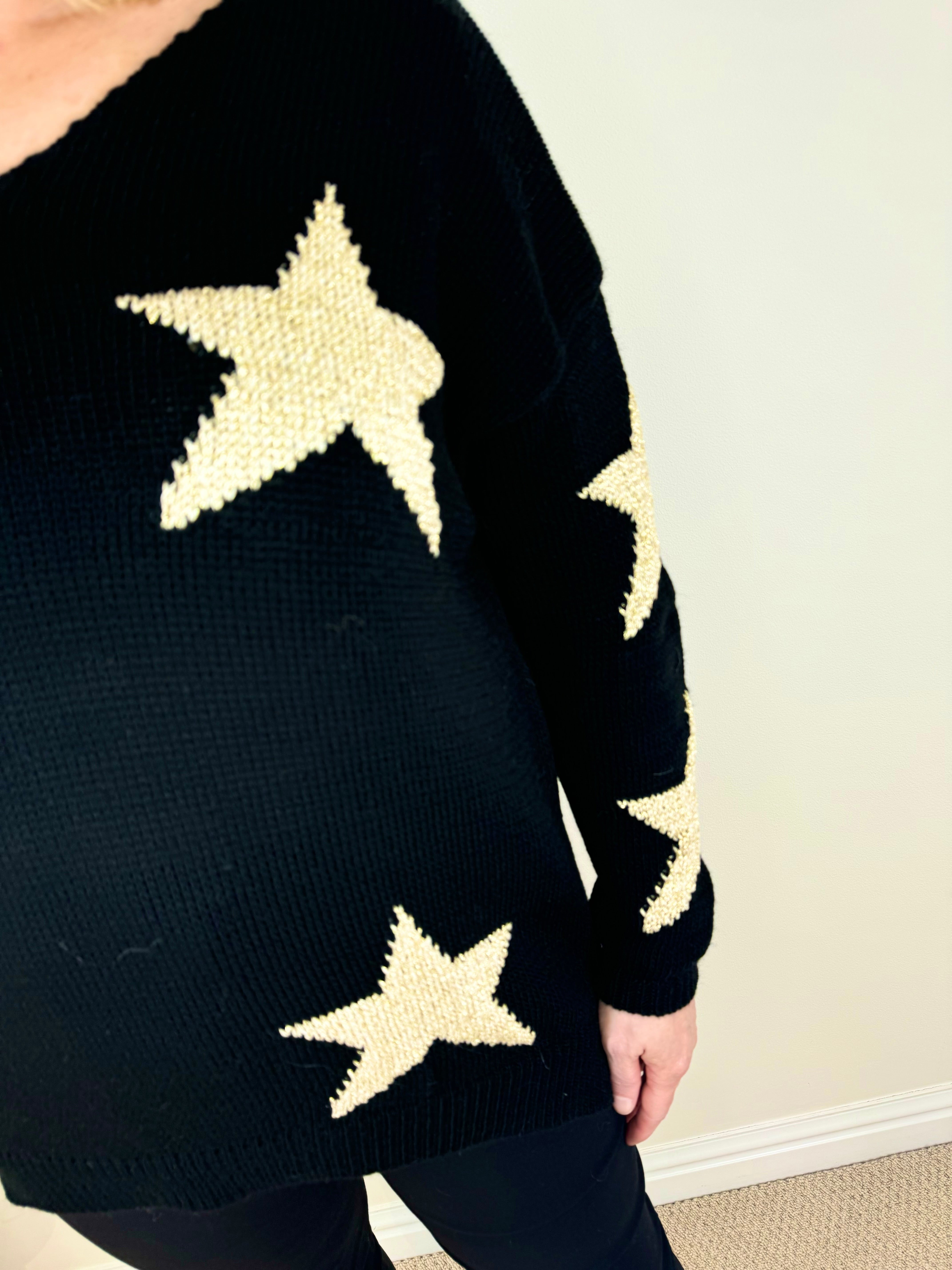 Soft Knit Sparkle Star Maisy jumper AW24 - Black