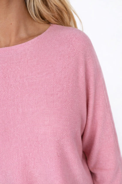 Wool Mix Soft Knit Seam Sleeve Calia Jumper - Baby Pink