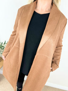 Suedette Long Line Paris Blazer Jacket AW24