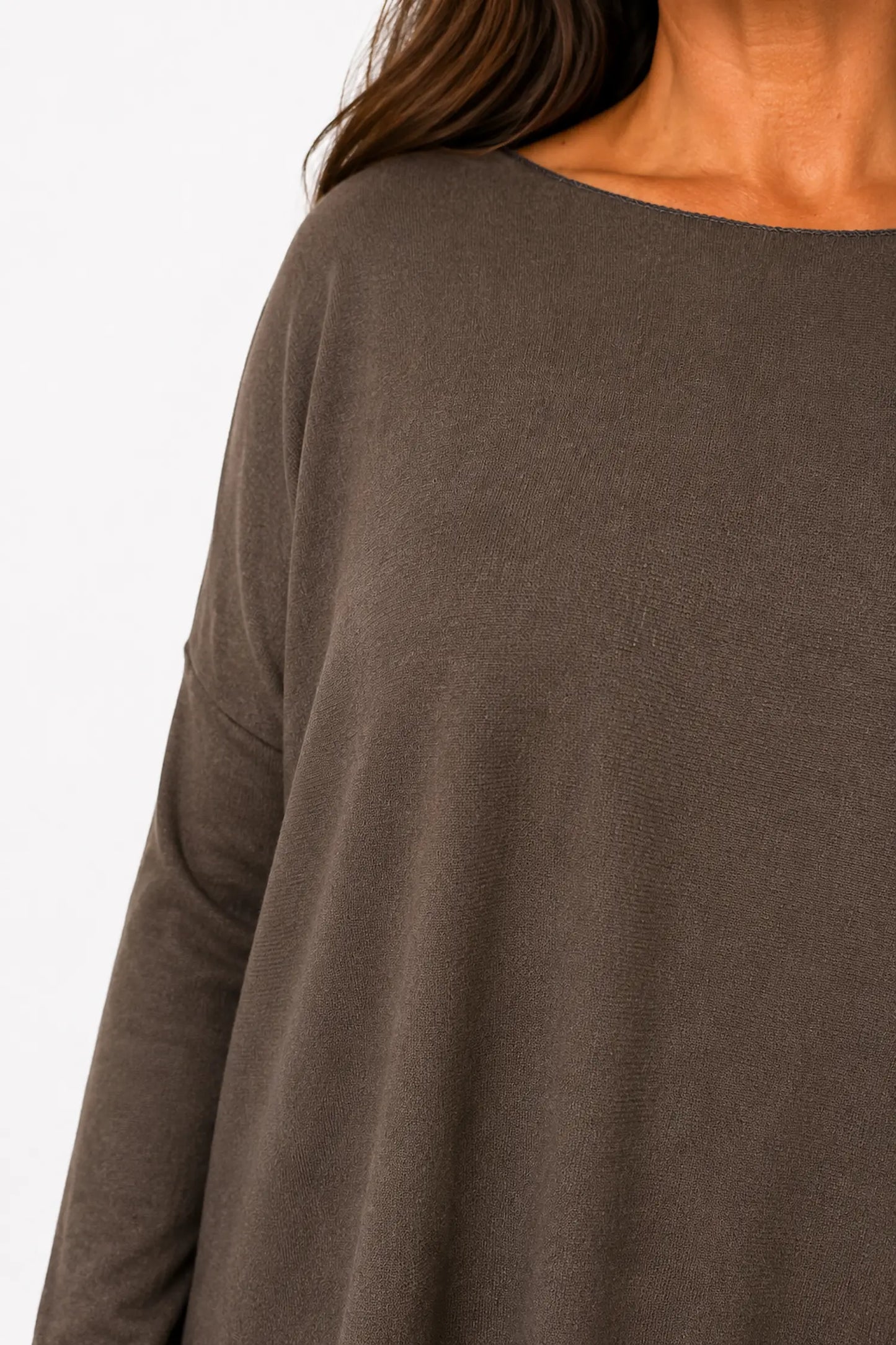 Wool Mix Soft Knit Cassi Top - Chocolate
