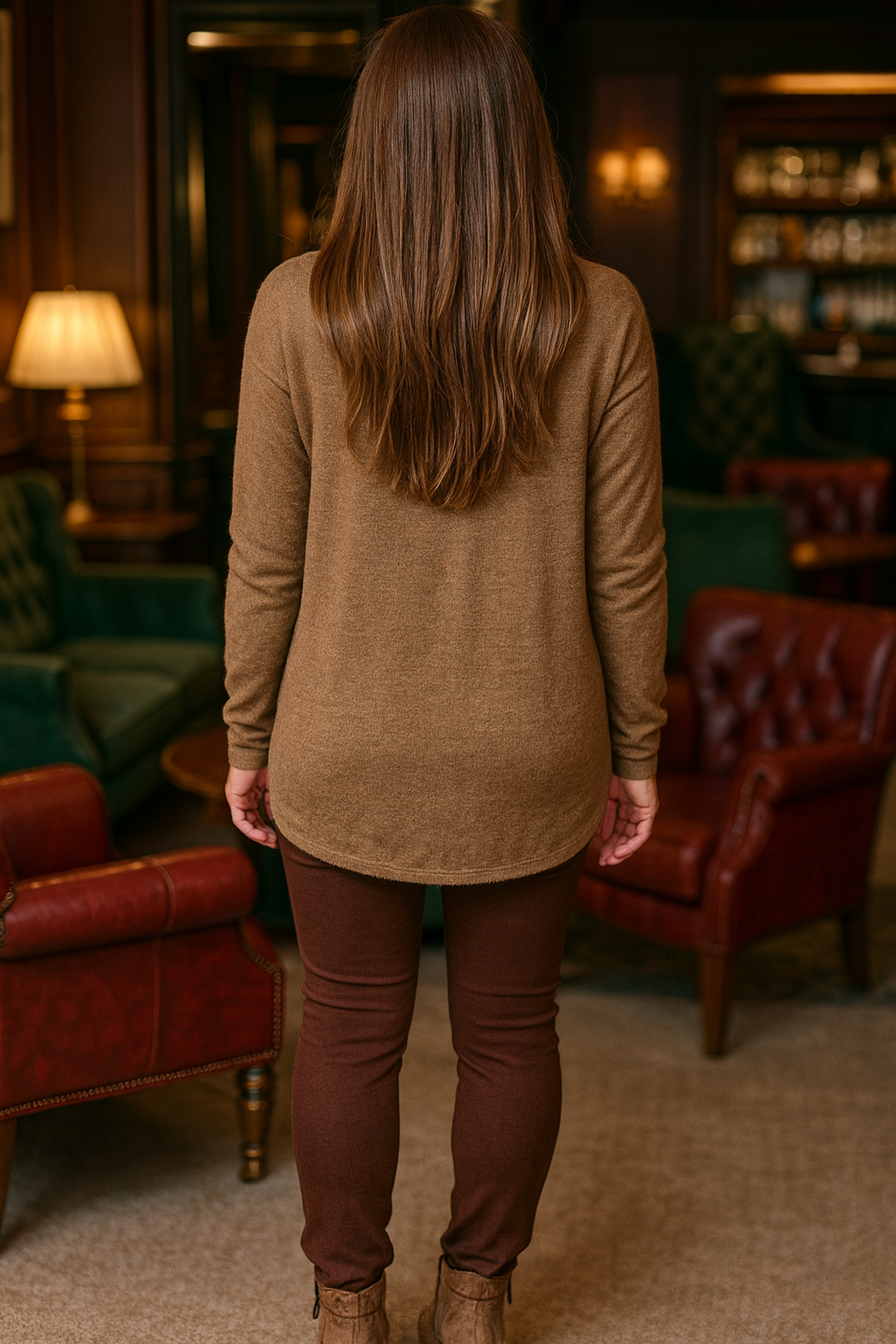 Luxury Soft Knit Diamanté Heart Arilla Jumper - Brown Sugar