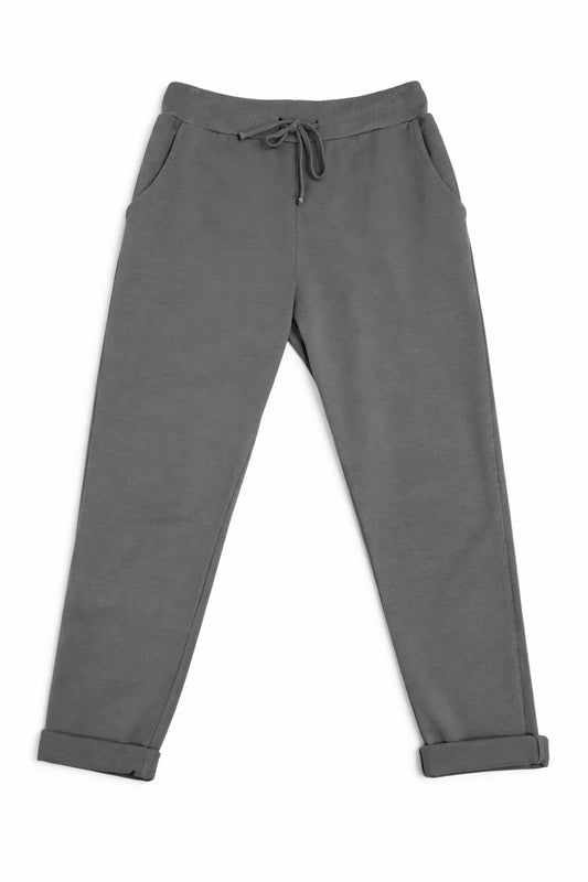 Cotton Elasticated Waist Drawstring Double Pocket Italia Joggers - Mocha