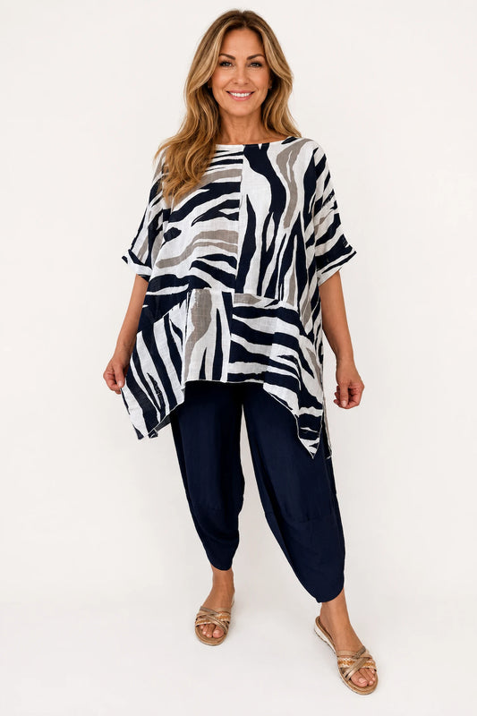Pure Cotton Kira Top - Navy