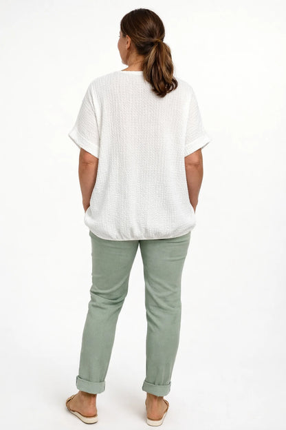 Textured Eliza Necklace Top - White