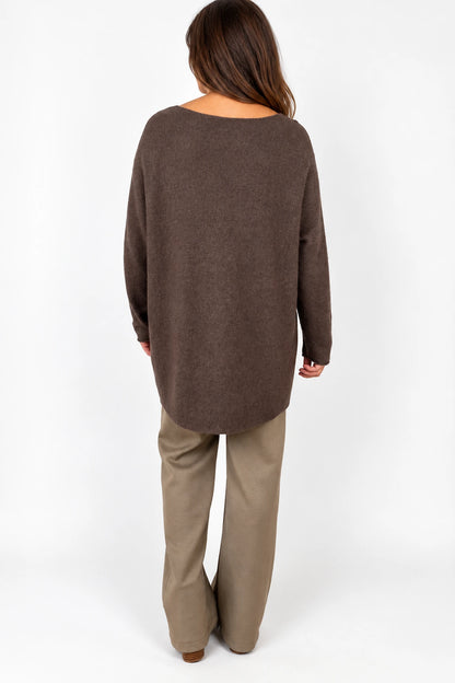 Fine Knit Seam Sleeve Tulia Top - Chocolate