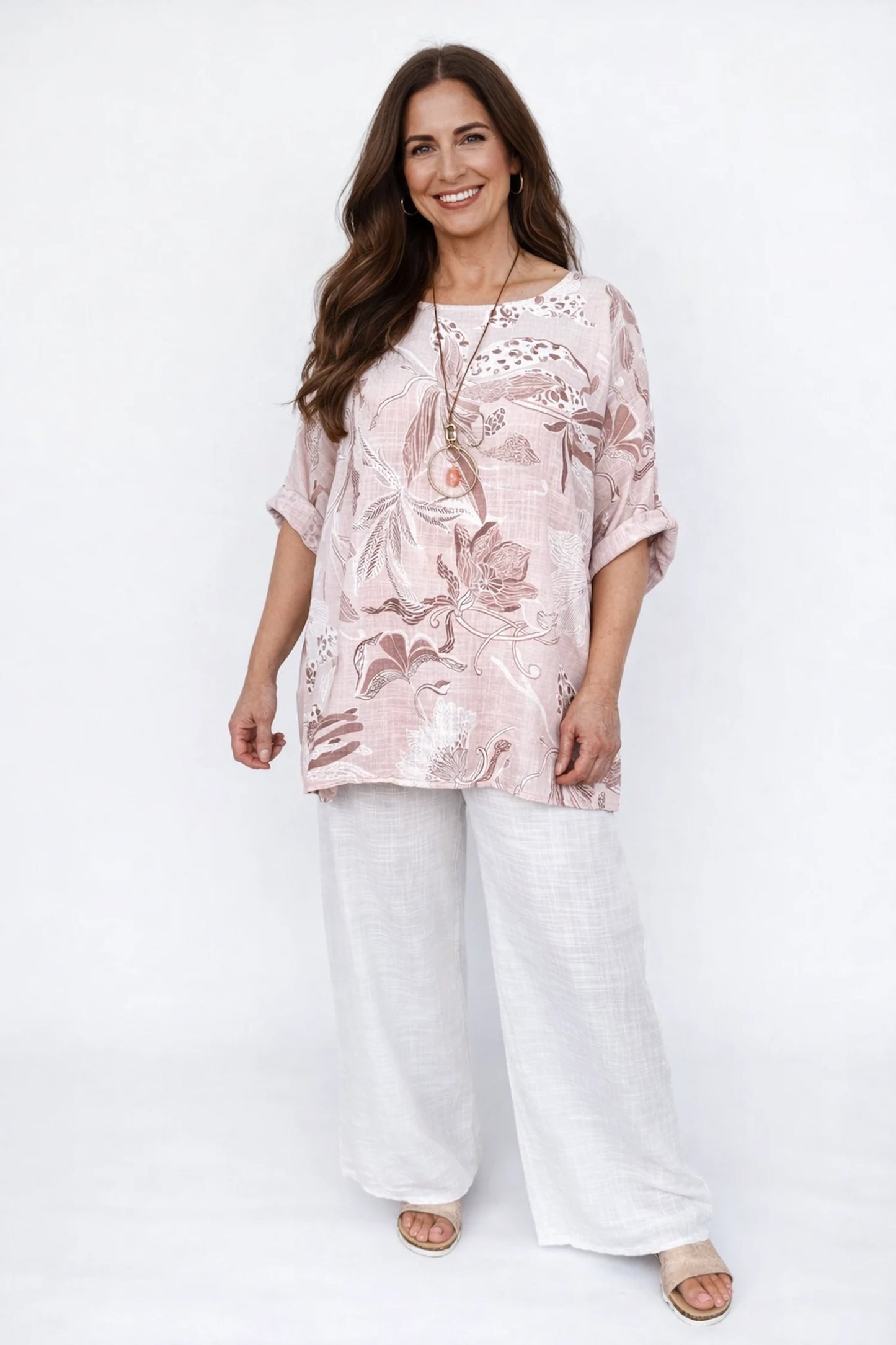 Pure Cotton María Necklace Top - Baby Pink