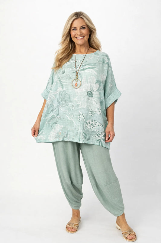 Pure Cotton María Necklace Top - Mint