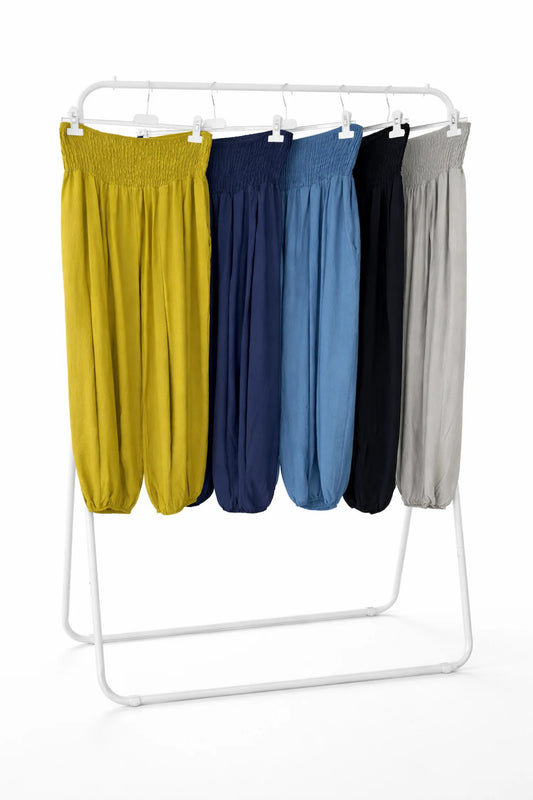 Smocked Elasticated Waist Calivelle Double Pocket Harem Pant - Denim