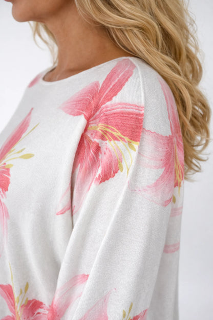 Premium Spring Knit Lily Seam Sleeve Top - Coral Pink