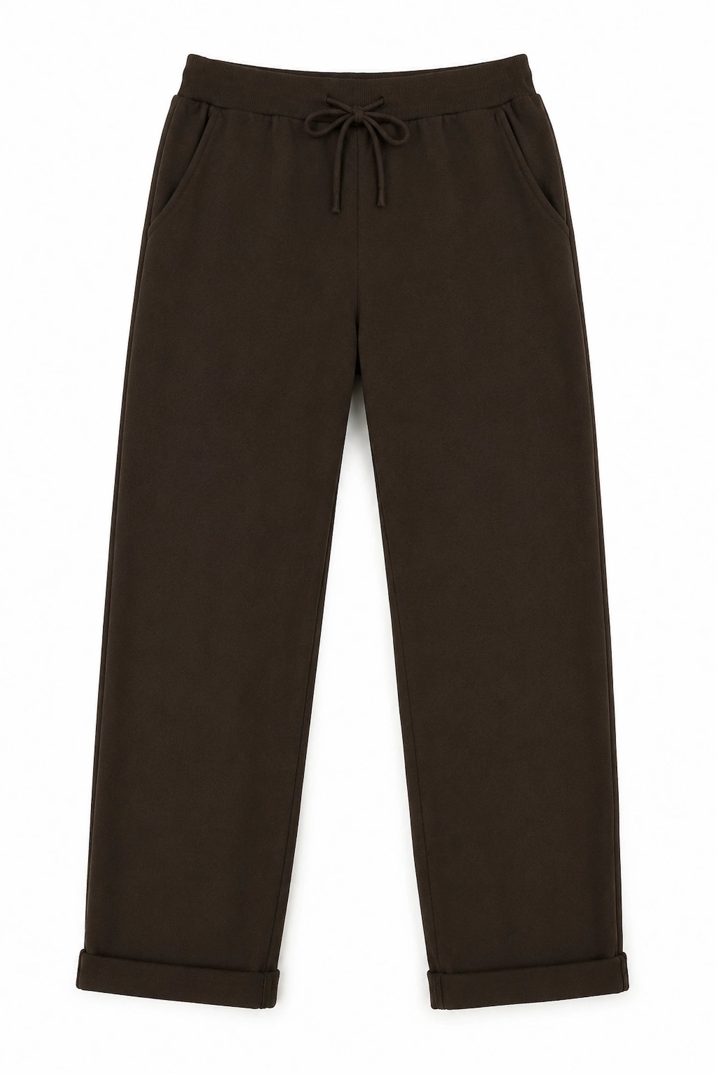 Cotton Elasticated Waist Drawstring Double Pocket Italia Joggers - Chocolate