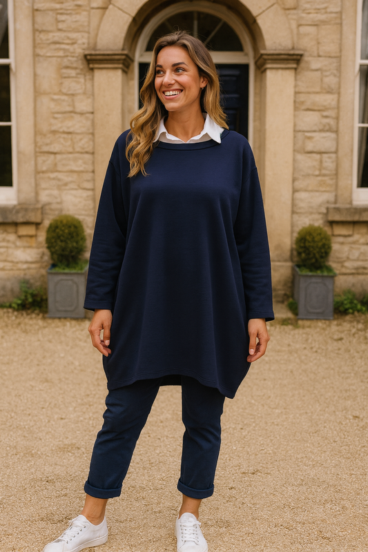 Two In One Lucinda Top - Navy