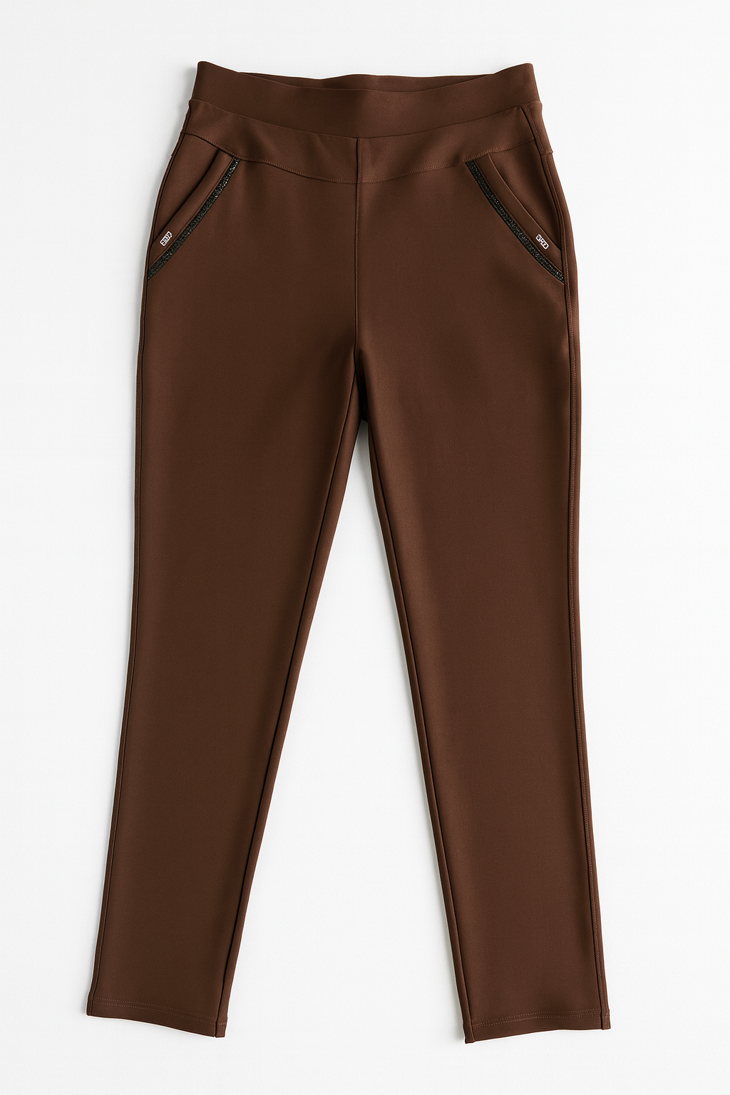 Cotton Double Pocket Badge Detail Jasmine Pant - Chocolate